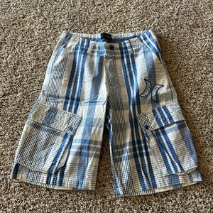 Blue and White Plaid Shorts